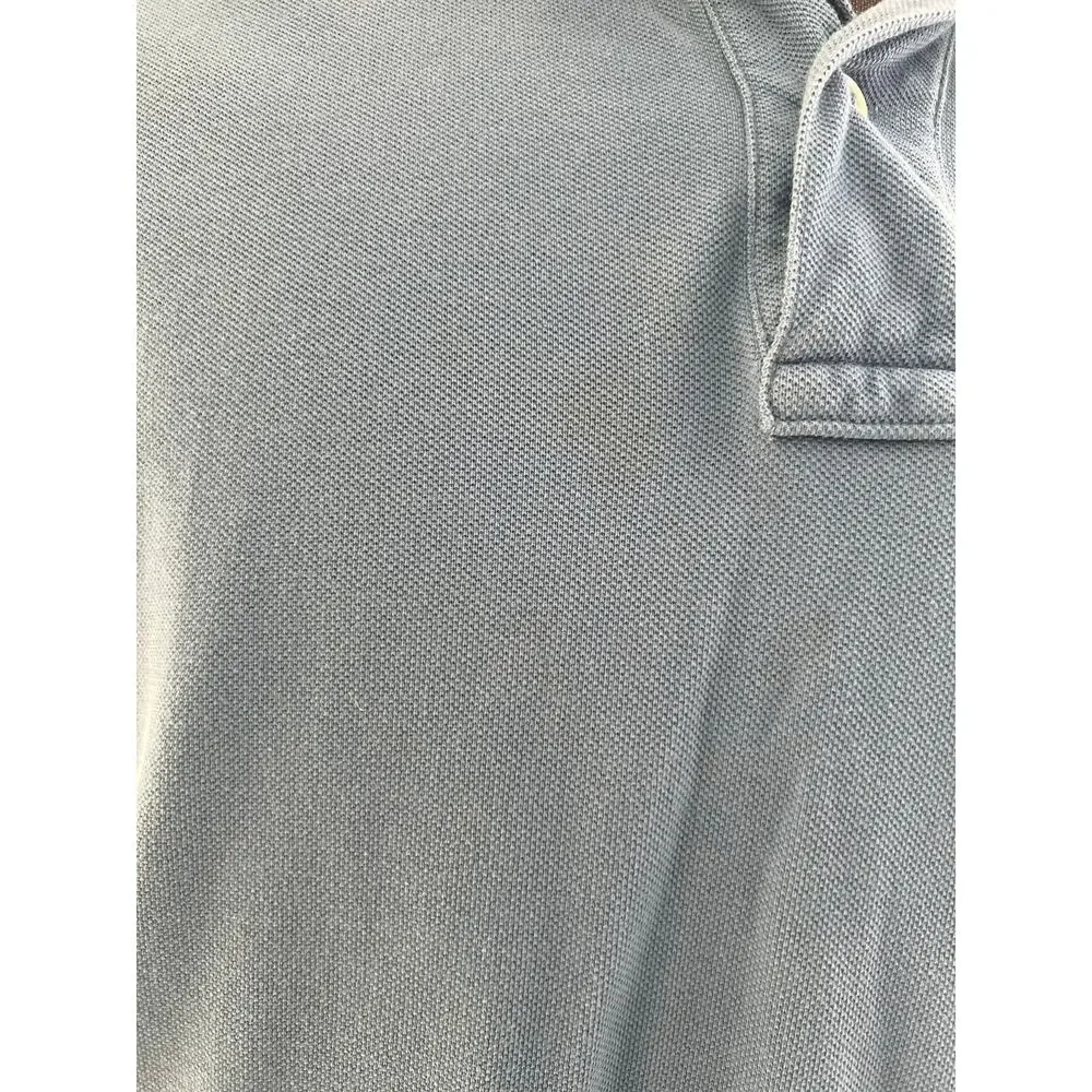 Polo Ralph Lauren 100% Pique Cotton Collared Shirt Blue Orange Size Large SG